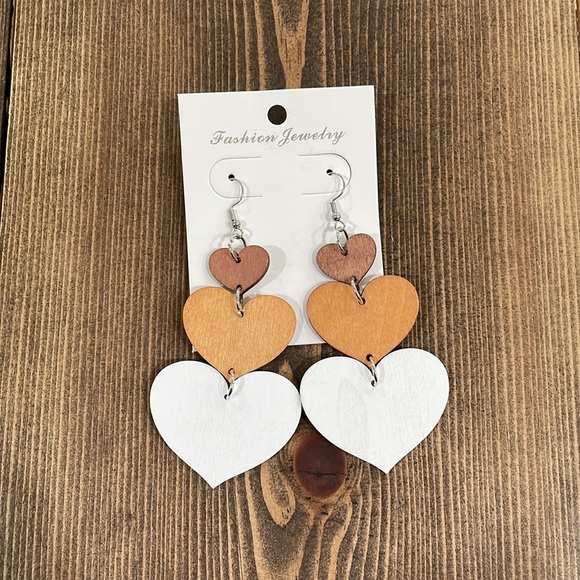 🌟Host Pick🌟Wooden Heart Earrings - Picture 3 of 3